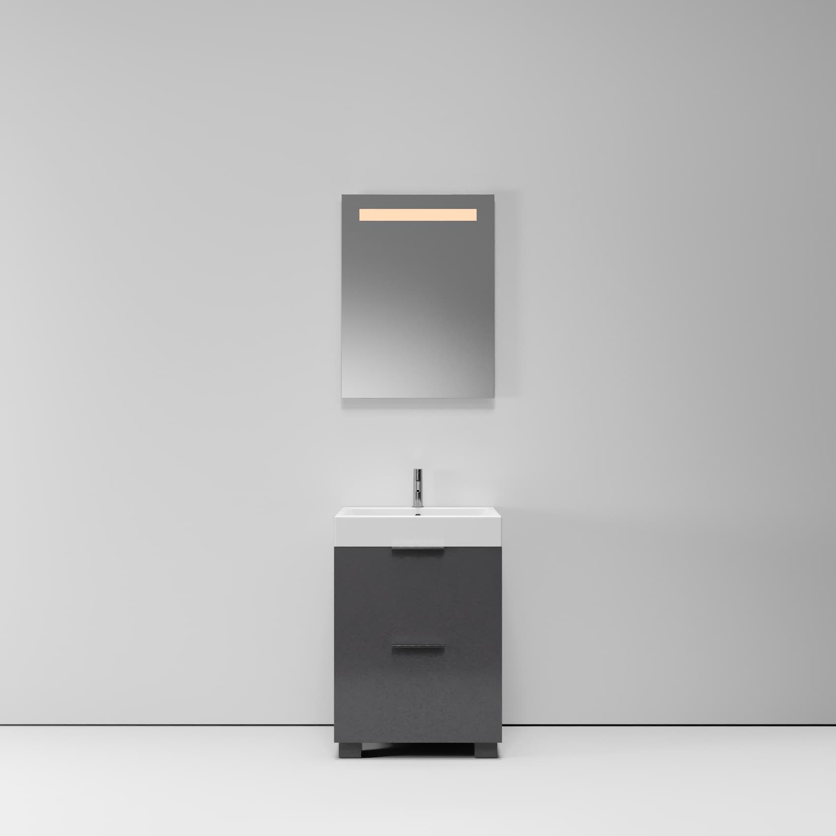 Тумба с раковиной NORMAL, 60x45x87, темно-серый глянцевый, ST-B7L264-BA004-SIP