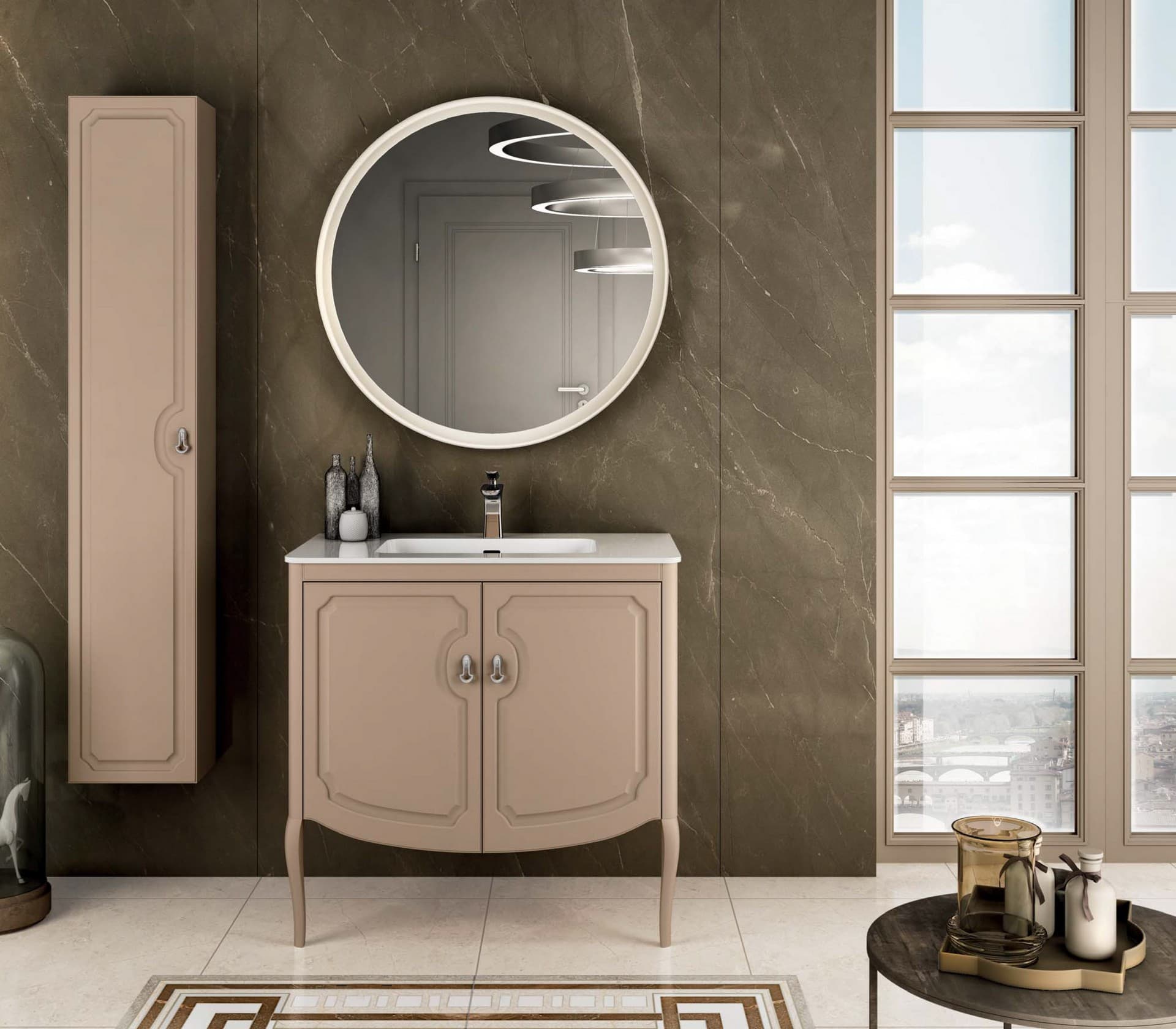 Тумба с раковиной FLEUR, 85x51x83, бежевый матовый, ST-FLEUR85G-CM