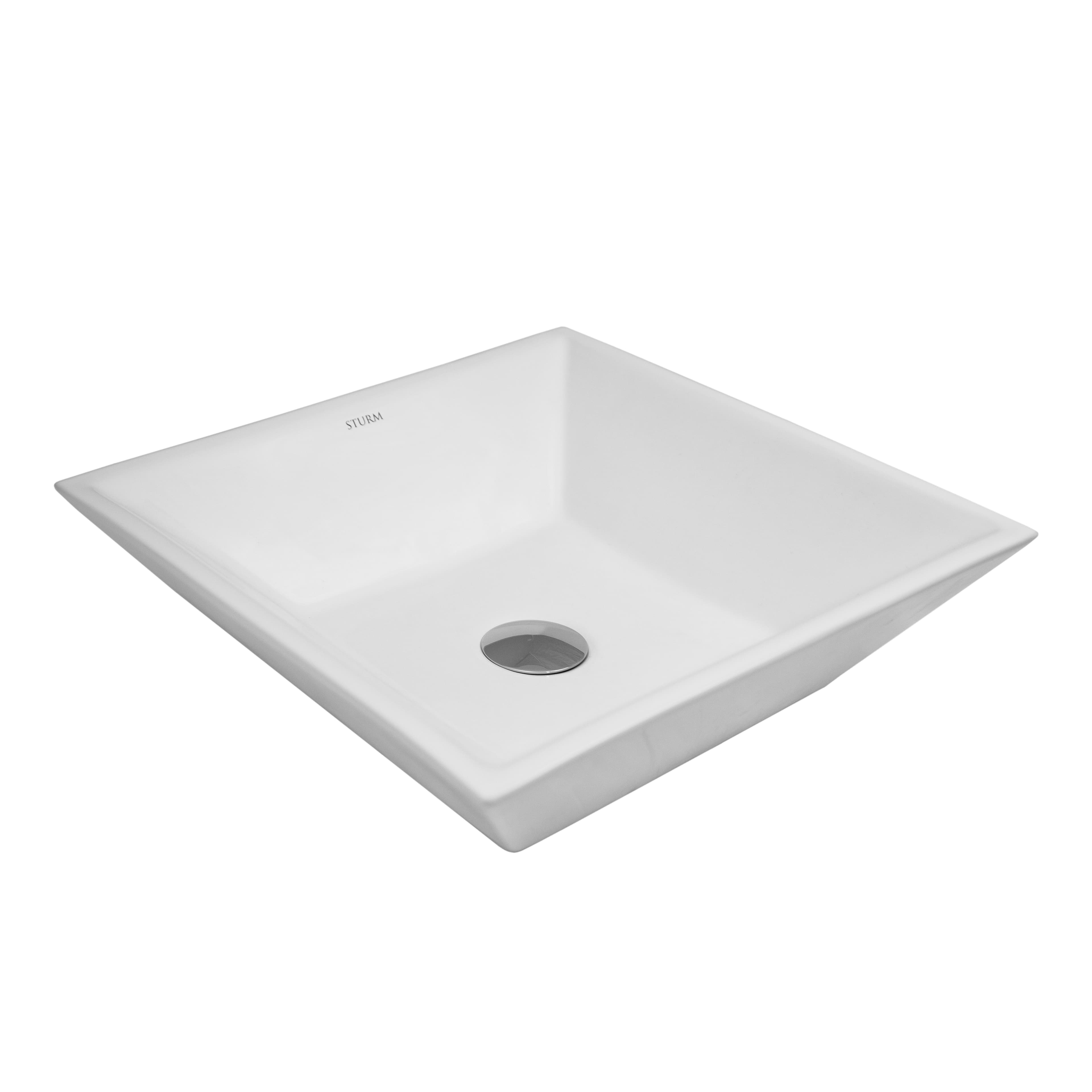 Раковина накладная RIO, 38x38, квадратная, белая, ST-RIOQ404015-NBN