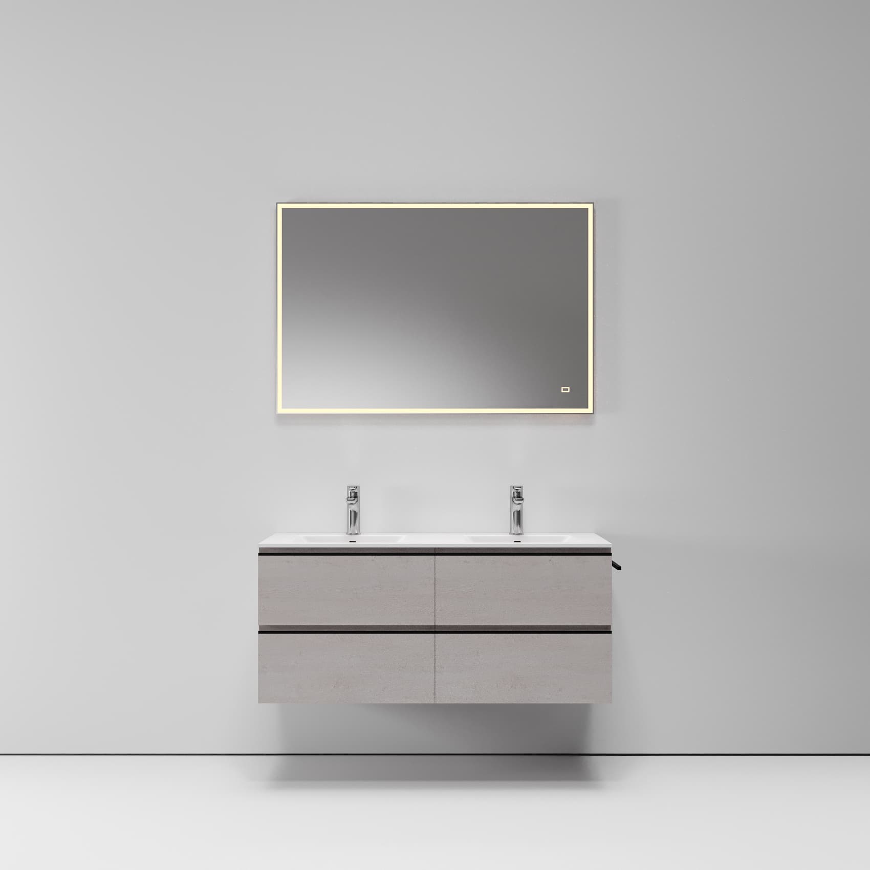 Тумба с раковиной FEEL FREE LOFT, 120x45x53, 4 ящика, двойная керамическая раковина, светлый дуб, ST-Y5L21252-LACE1252-BMLO