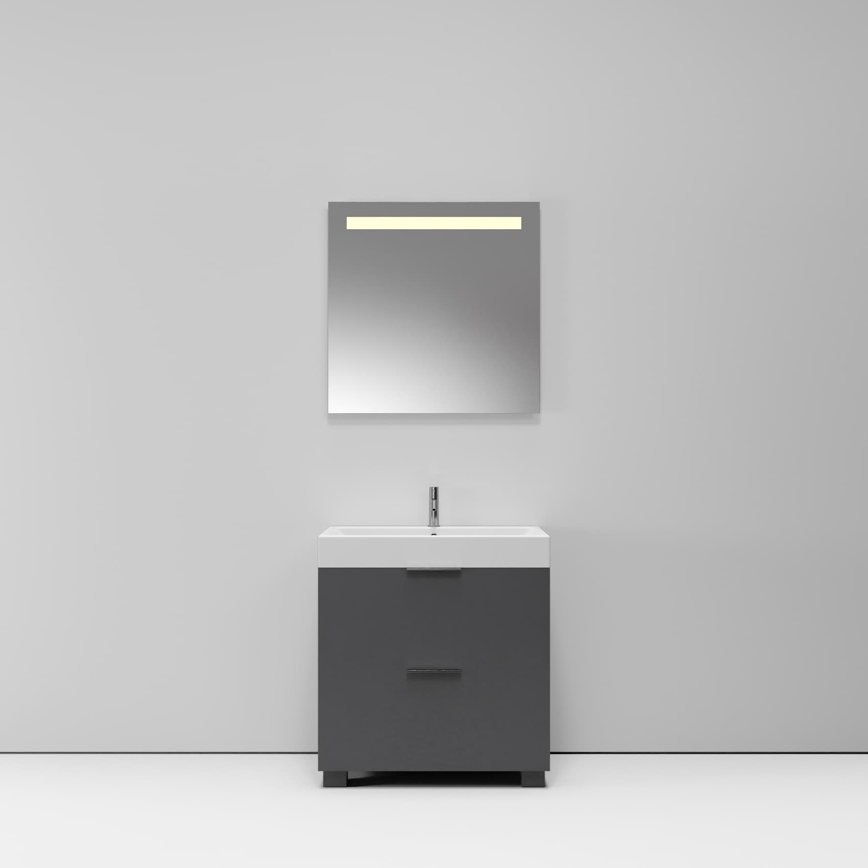 Тумба с раковиной NORMAL, 80x45x87, темно-серый матовый, ST-B7L284-BA008-SIP