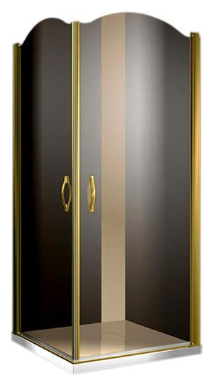 Душевое ограждение ELEGANZ, 100x100x207, профиль золото, стекло тонированное, LUX-ELEG1010-NTOGL