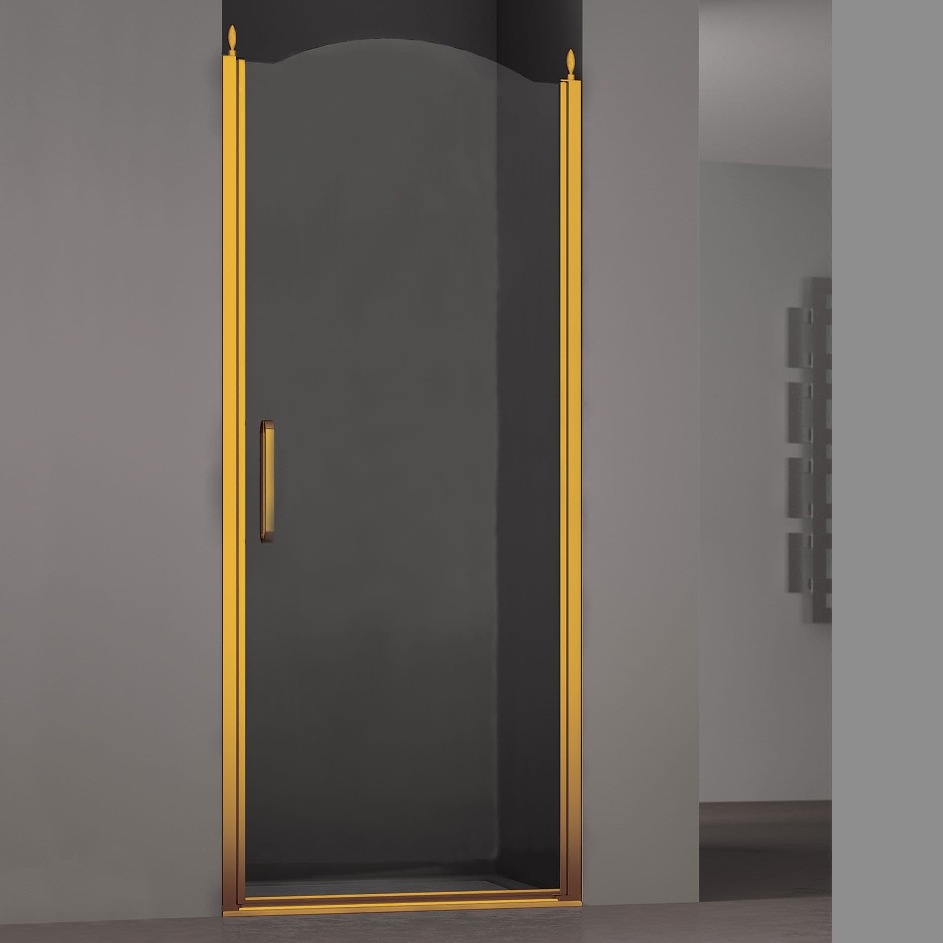 Душевая дверь в нишу SCHICK, 80x207, правая, профиль золото, стекло прозрачное, LUX-SCHI08-RTRGL