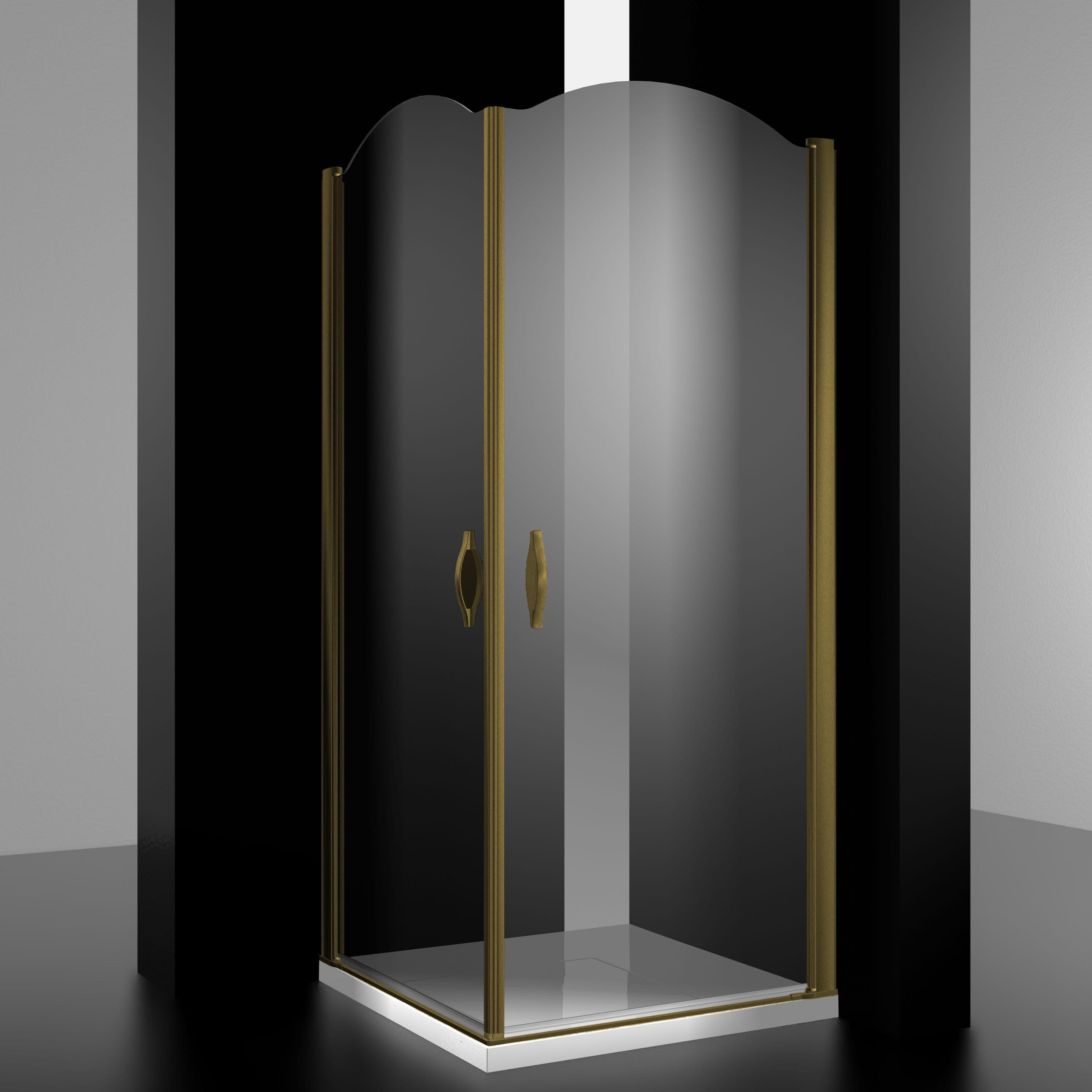 Душевое ограждение ELEGANZ, 100x100x207, профиль бронза, стекло прозрачное, LUX-ELEG1010-NTRBR
