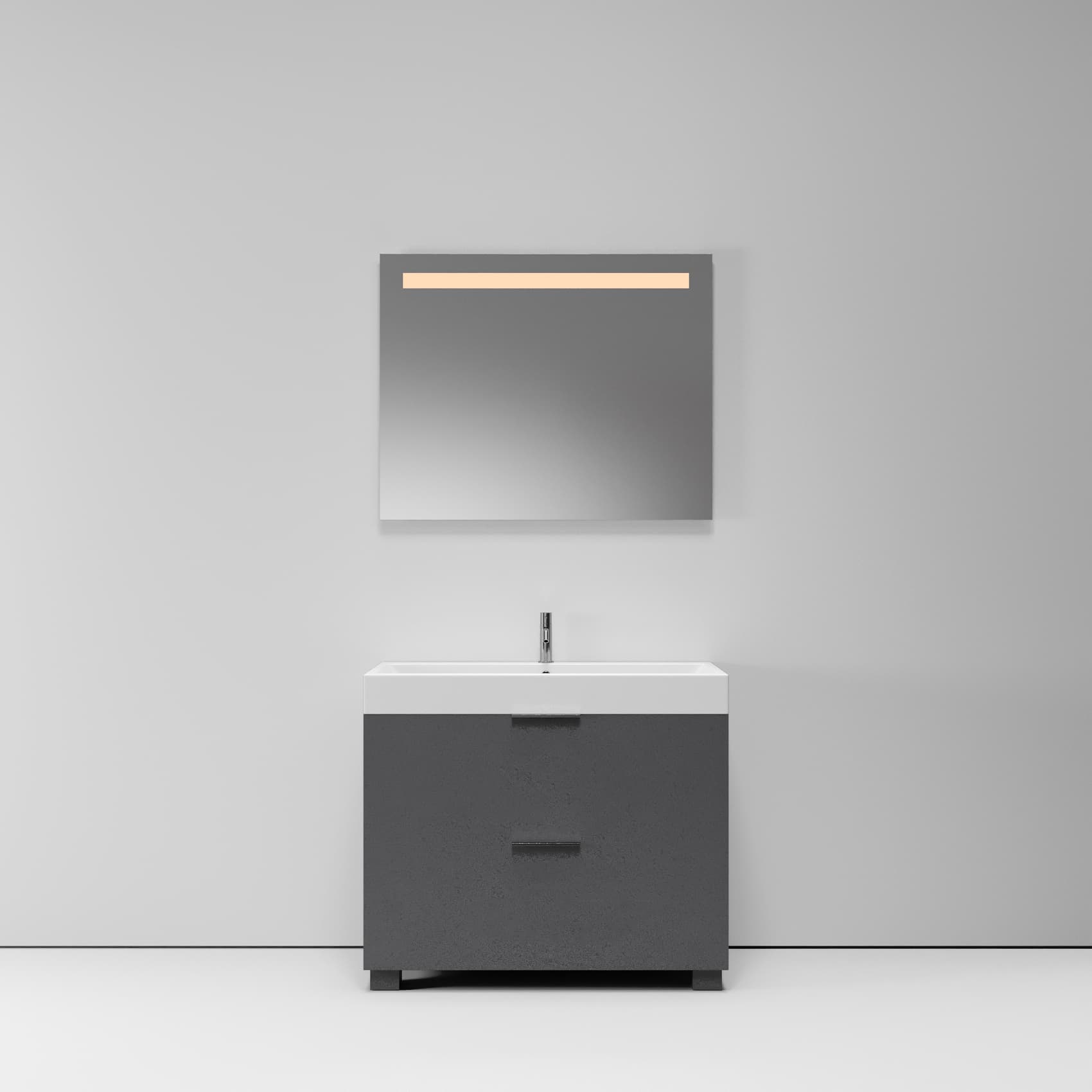 Тумба с раковиной NORMAL, 100x45x87, тёмно-серый матовый, ST-B7L2104-BA008-SIP