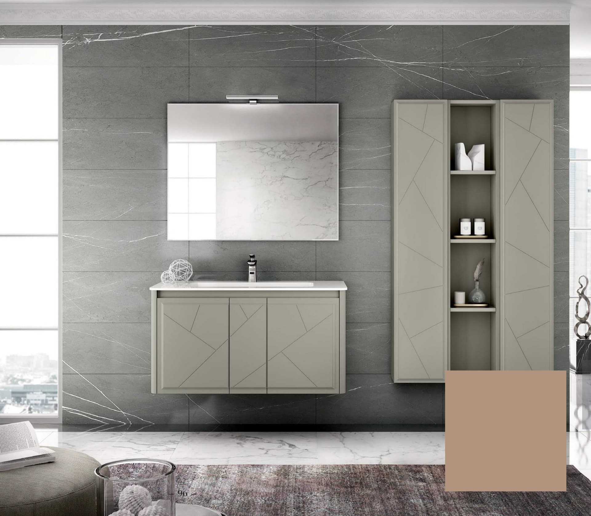 Тумба с раковиной BELLA, 105x51x55, бежевый матовый, ST-BELLA105G-CM