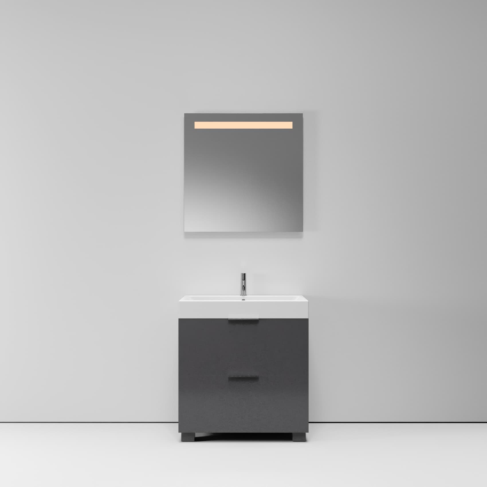 Тумба с раковиной NORMAL, 80x45x87, темно-серый глянцевый, ST-B7L284-BA004-SIP