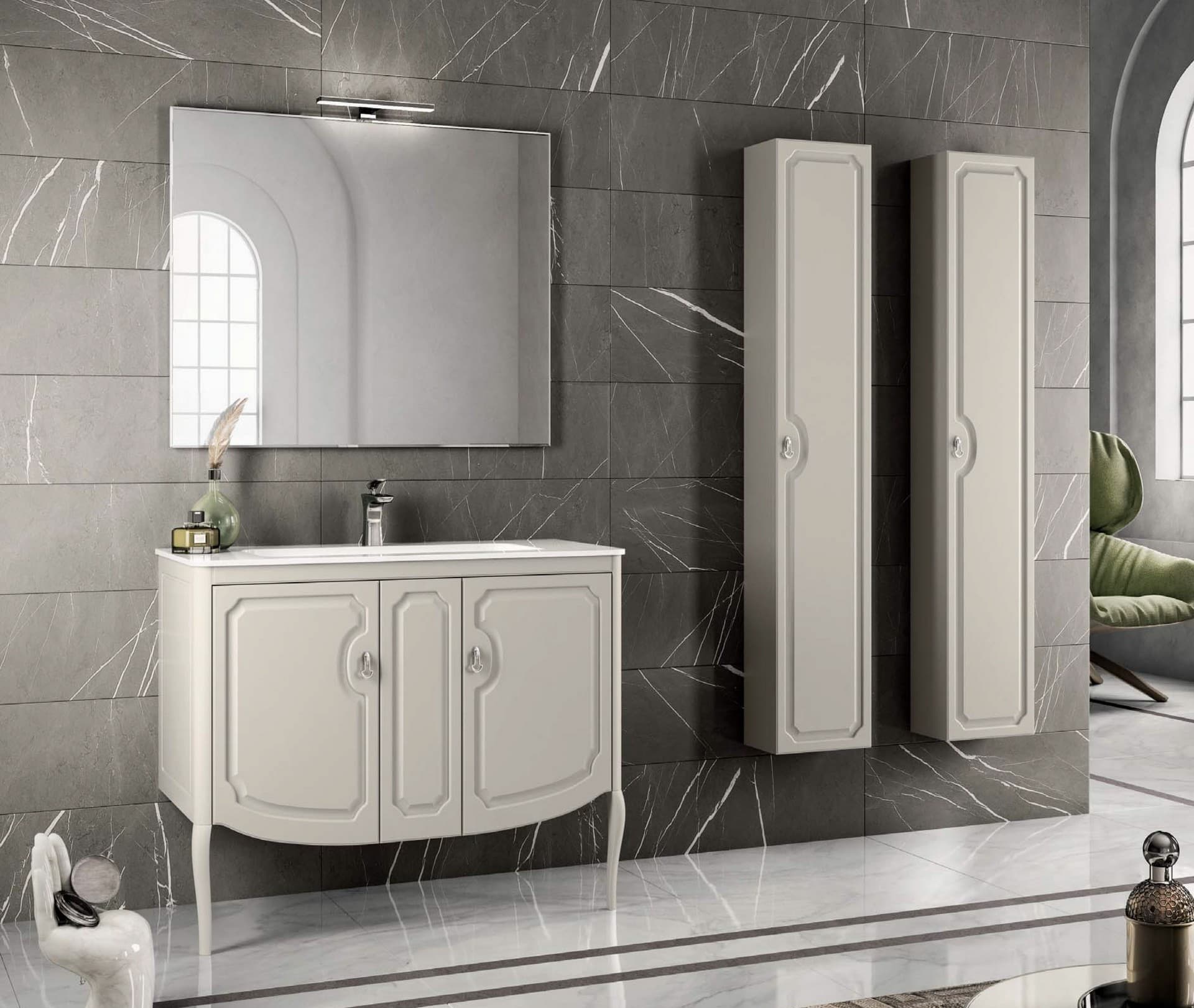 Тумба с раковиной FLEUR, 105x51x83, серый матовый, ST-FLEUR105G-GM