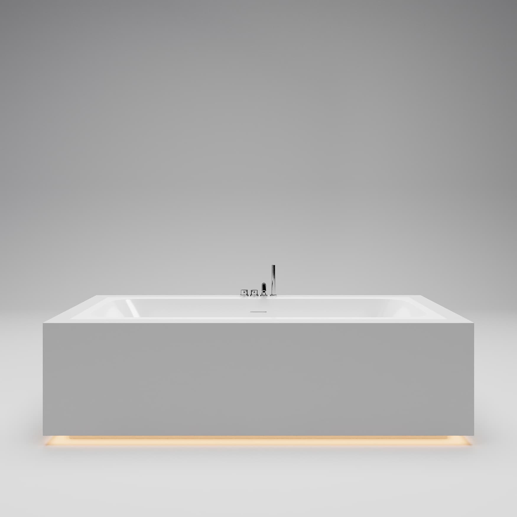 DROP SYMMETRY EDGE Ванна 191x80 встраиваемая с прямоугольной чашей, интегрированный слив-перелив по центру, белый глянцевый BT-DRPSYMEG-19080-OF-WG