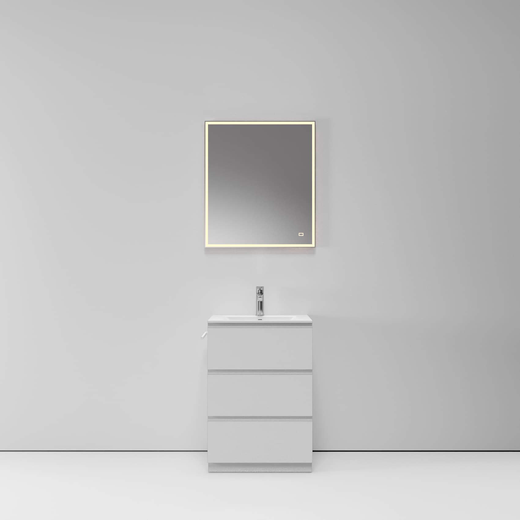 Тумба напольная с раковиной FEEL FREE LOFT, 60x45x86, 3 ящика, керамическая раковина, белый матовый, ST-Y9L365-LACE065-WM
