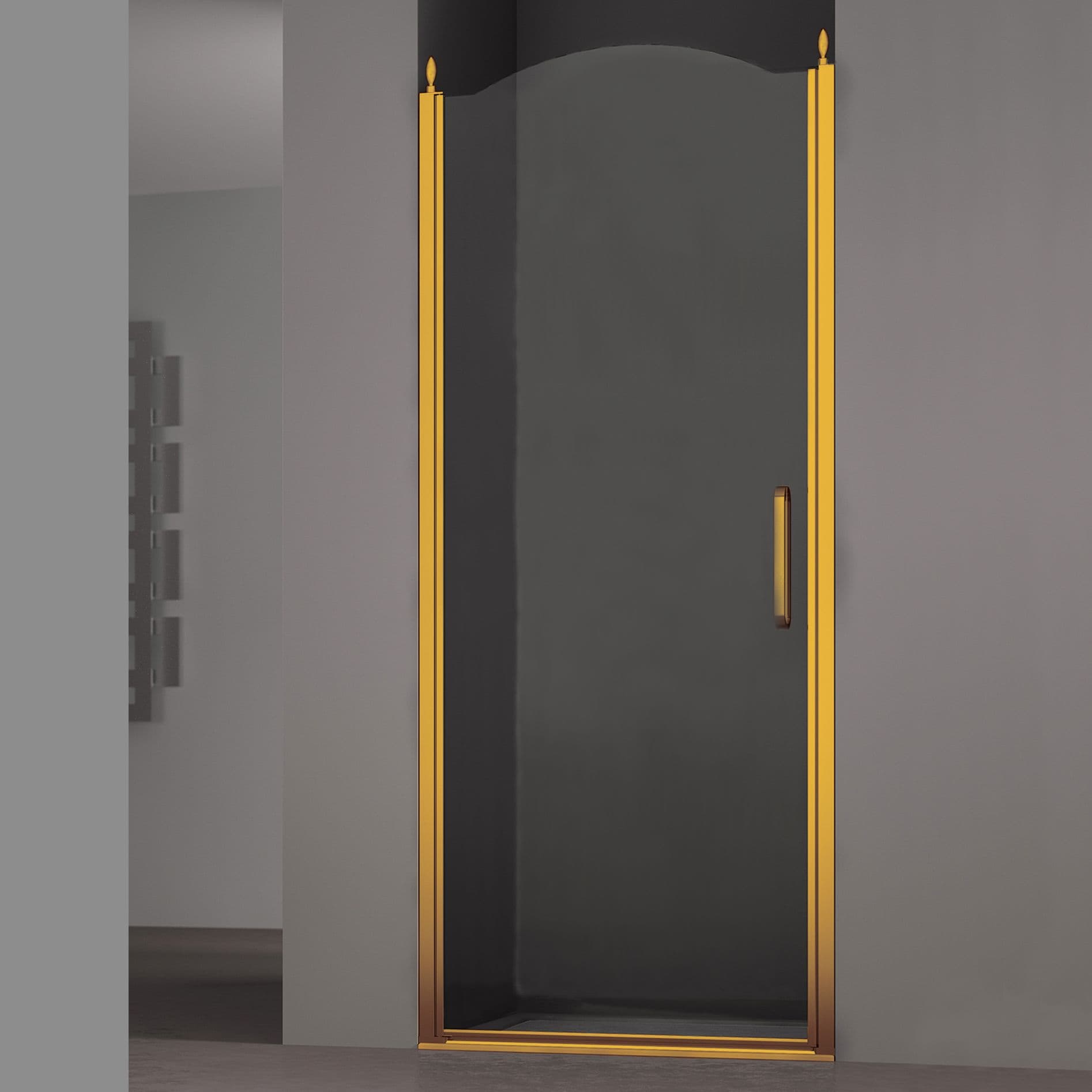 Душевая дверь в нишу SCHICK, 80x207, левая, профиль золото, стекло прозрачное, LUX-SCHI08-LTRGL