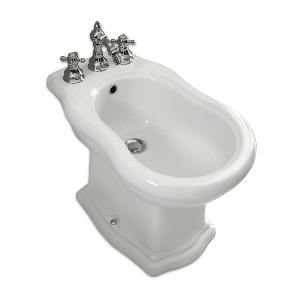 Биде напольное ODETTA, с креплением, белое/хром, SW-OD22065+ST-FIX04-CR
