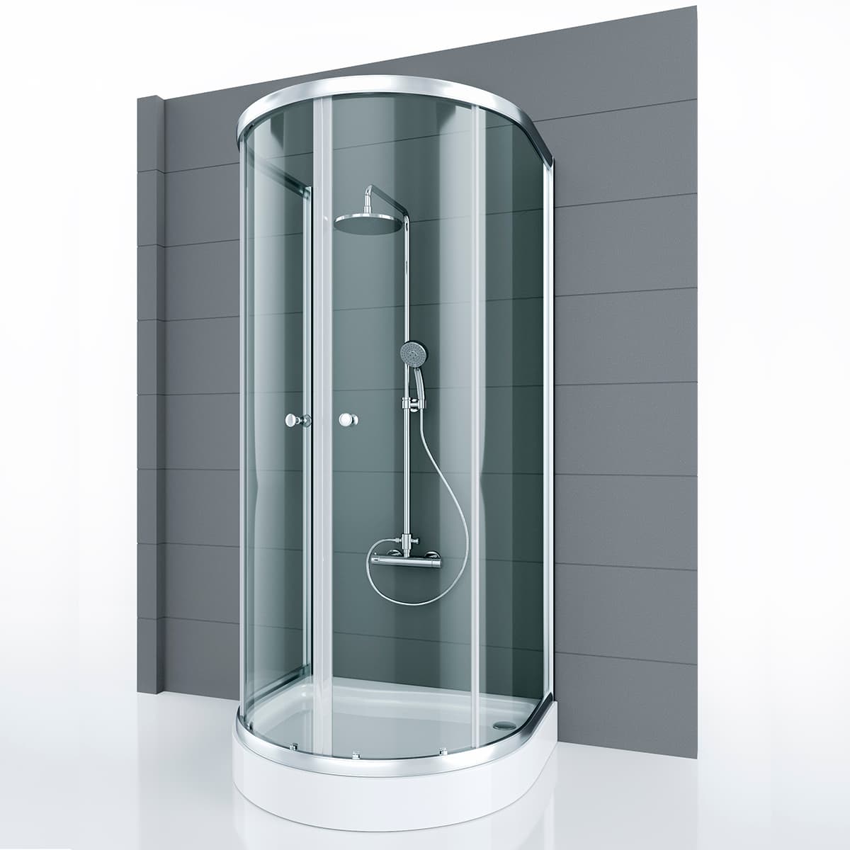Душевое ограждение WELLE, 85x100x190, профиль хром, стекло прозрачное, ST-WELL1008-NTRCR