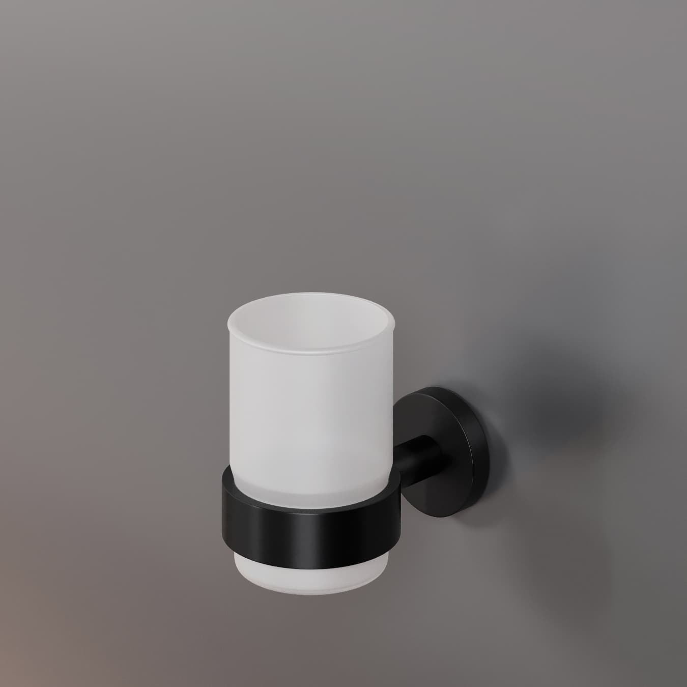 Стакан для зубных щеток ROUND, матовый черный, LUX-RND110-BM