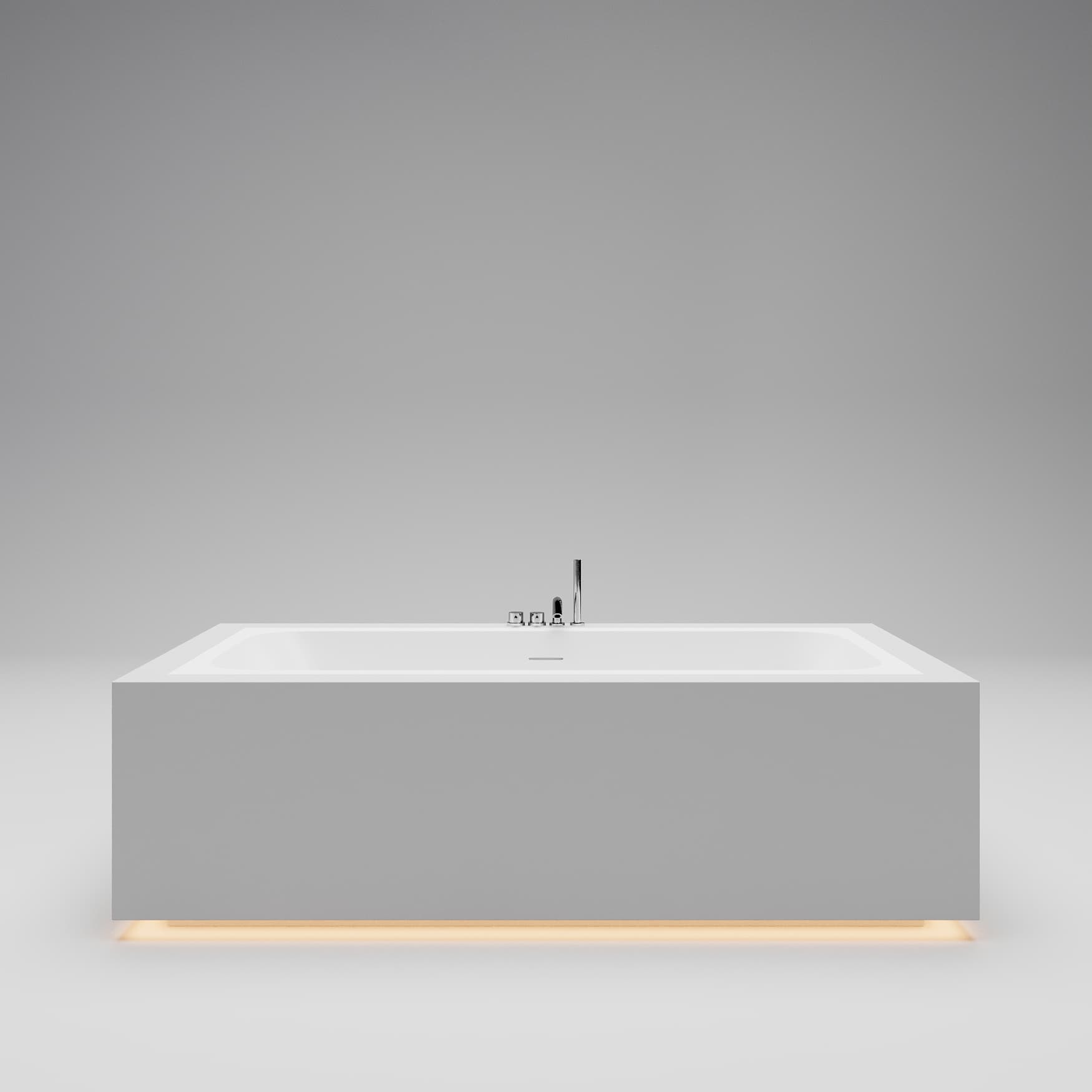 DROP SYMMETRY EDGE Ванна 180x80 встраиваемая с прямоугольной чашей, интегрированный слив-перелив по центру, белый матовый BT-DRPSYMEG-18080-OF-WM