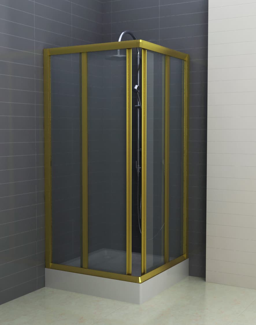 Душевое ограждение CHARM, 90x90x195, профиль золото, стекло прозрачное, ST-CHAR0909-NTRGL