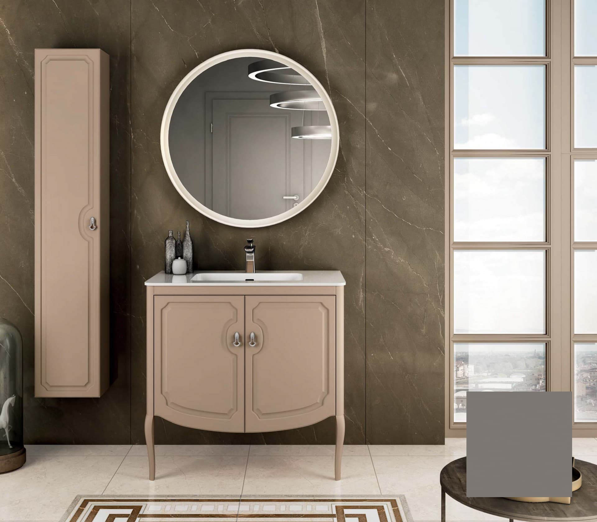 Тумба с раковиной FLEUR, 85x51x83, серый матовый, ST-FLEUR85G-GM