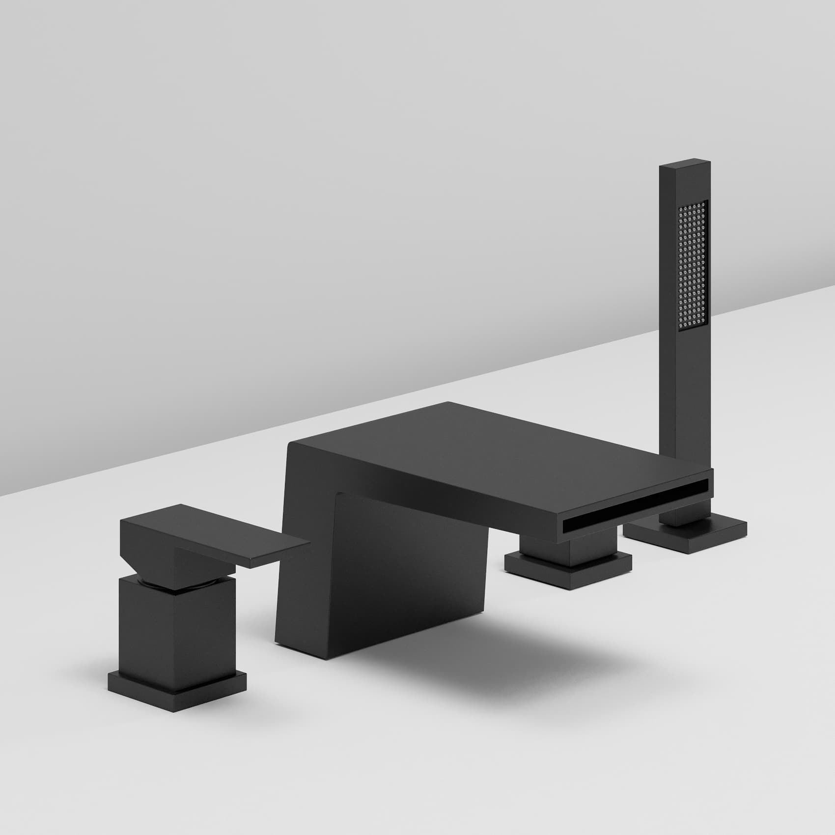PLATZ BLACK NEW Смеситель на 4 отв. (на гориз. поверхность) для ванны, черный матовый ST-PLANEW-09081-BM