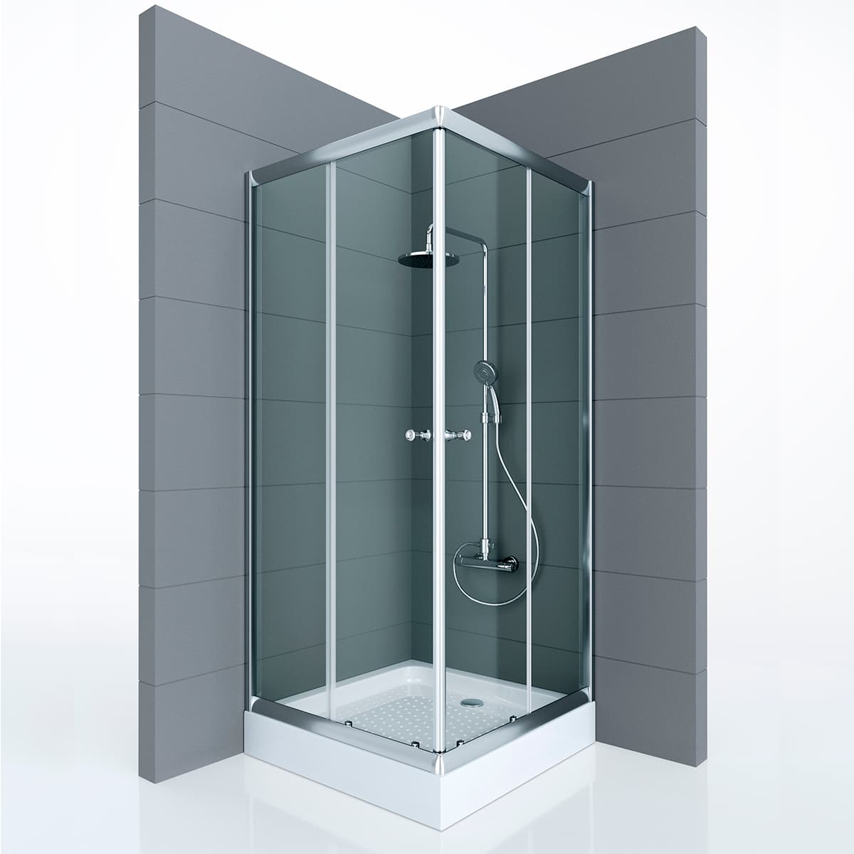 Душевое ограждение JOY NEW, 100x100x190, профиль хром, стекло прозрачное, ST-JOY1010-NTRCR-NEW