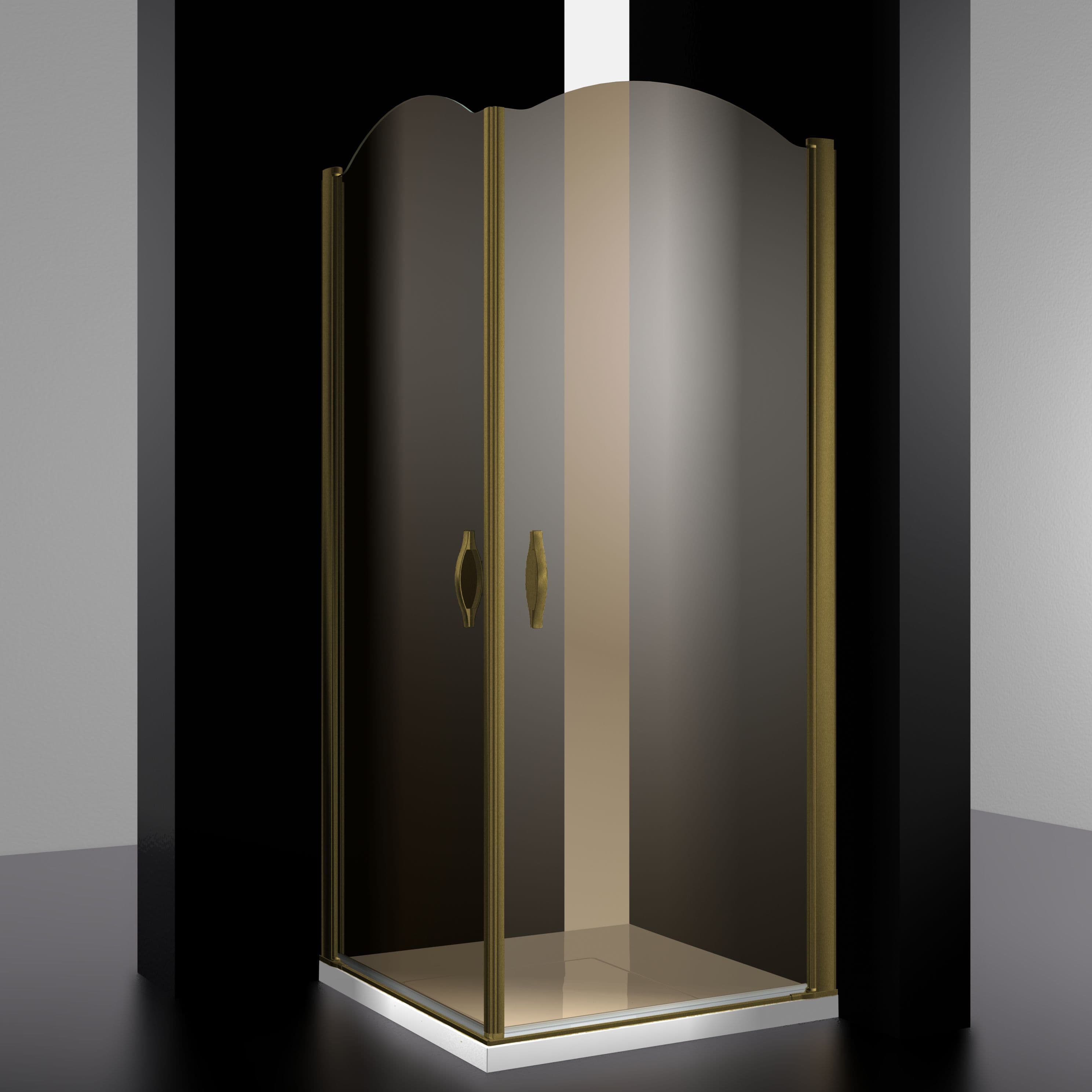 Душевое ограждение ELEGANZ, 90x90x207, профиль бронза, стекло тонированное, LUX-ELEG0909-NTOBR