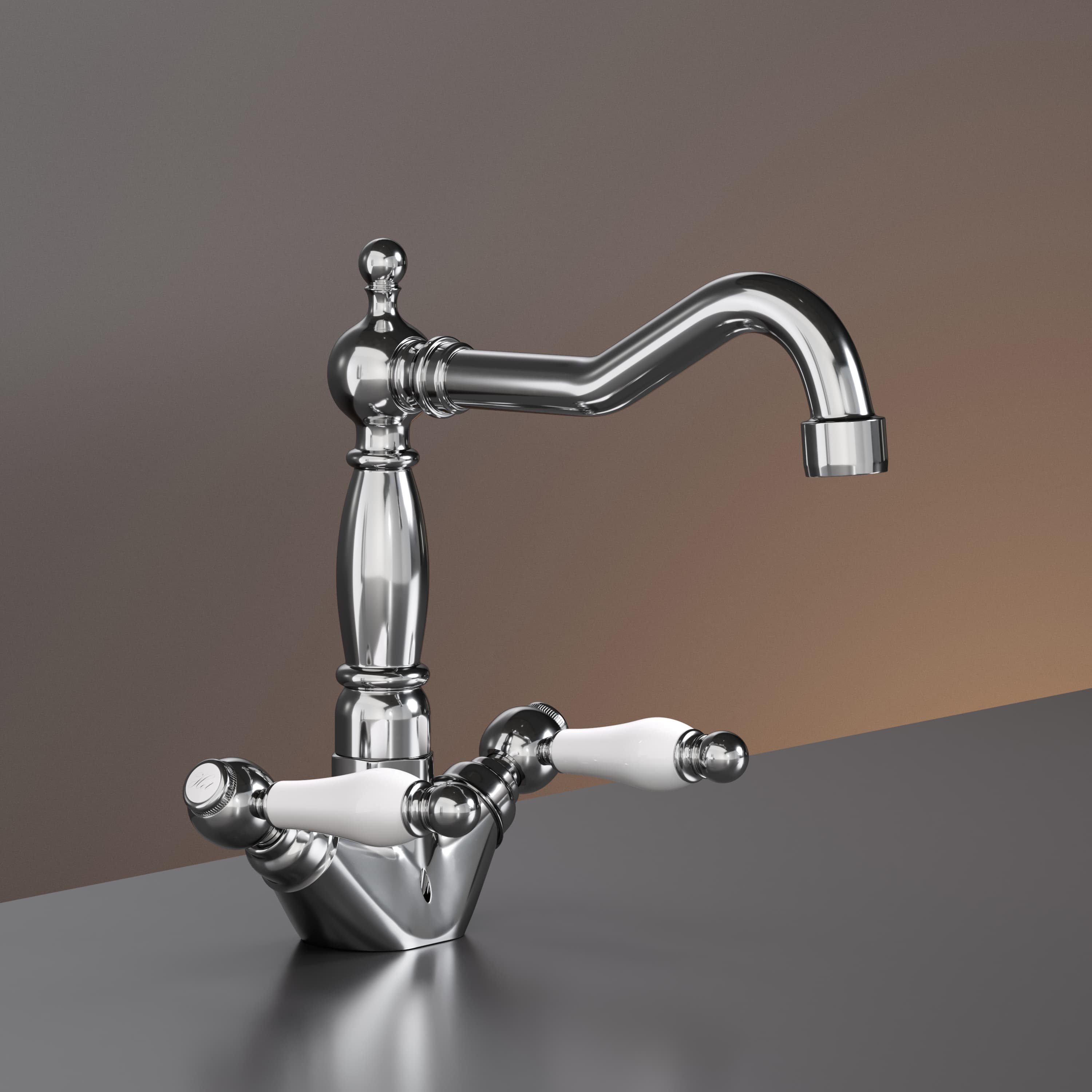 Смеситель для раковины EMILIA, двухрычажный, хром, LUX-EMI-30052-CR