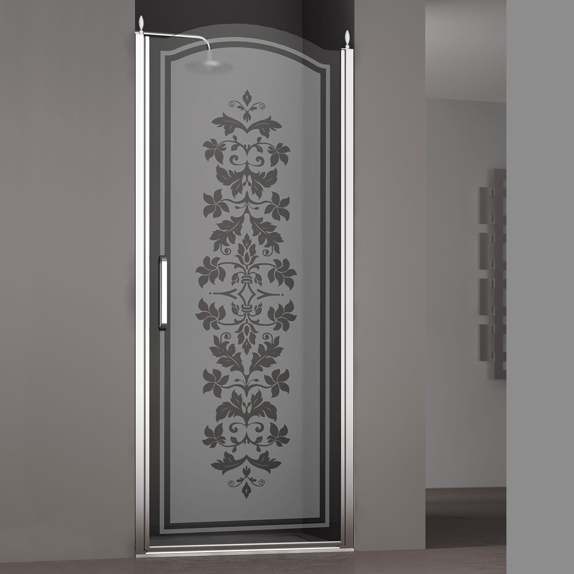 Душевая дверь в нишу SCHICK, 80x207, правая, профиль хром, стекло с декором, LUX-SCHI08-RD1CR