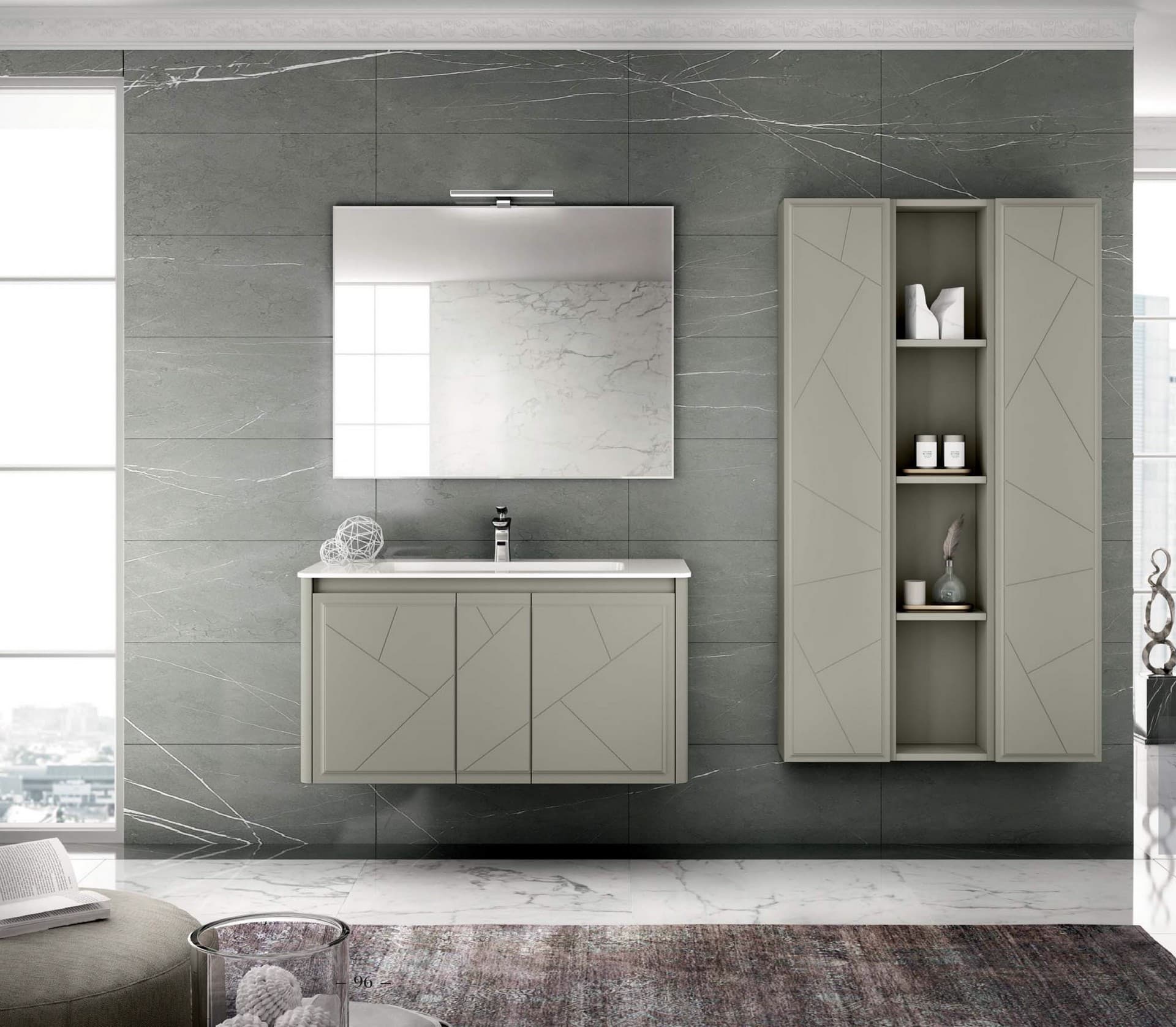 Тумба с раковиной BELLA, 105x51x55, серый матовый, ST-BELLA105G-GM