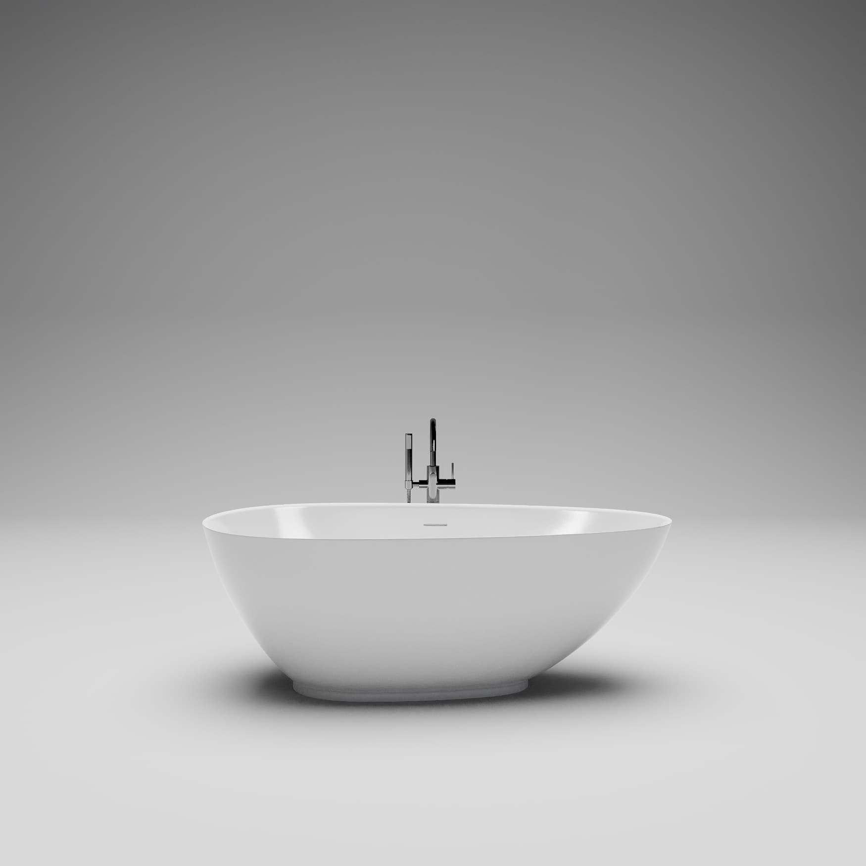 SPOON EDGE Ванна 160x77 отдельностоящая, интегрированный слив-перелив, белый глянцевый BT-SPNEG-16077-OF-WG