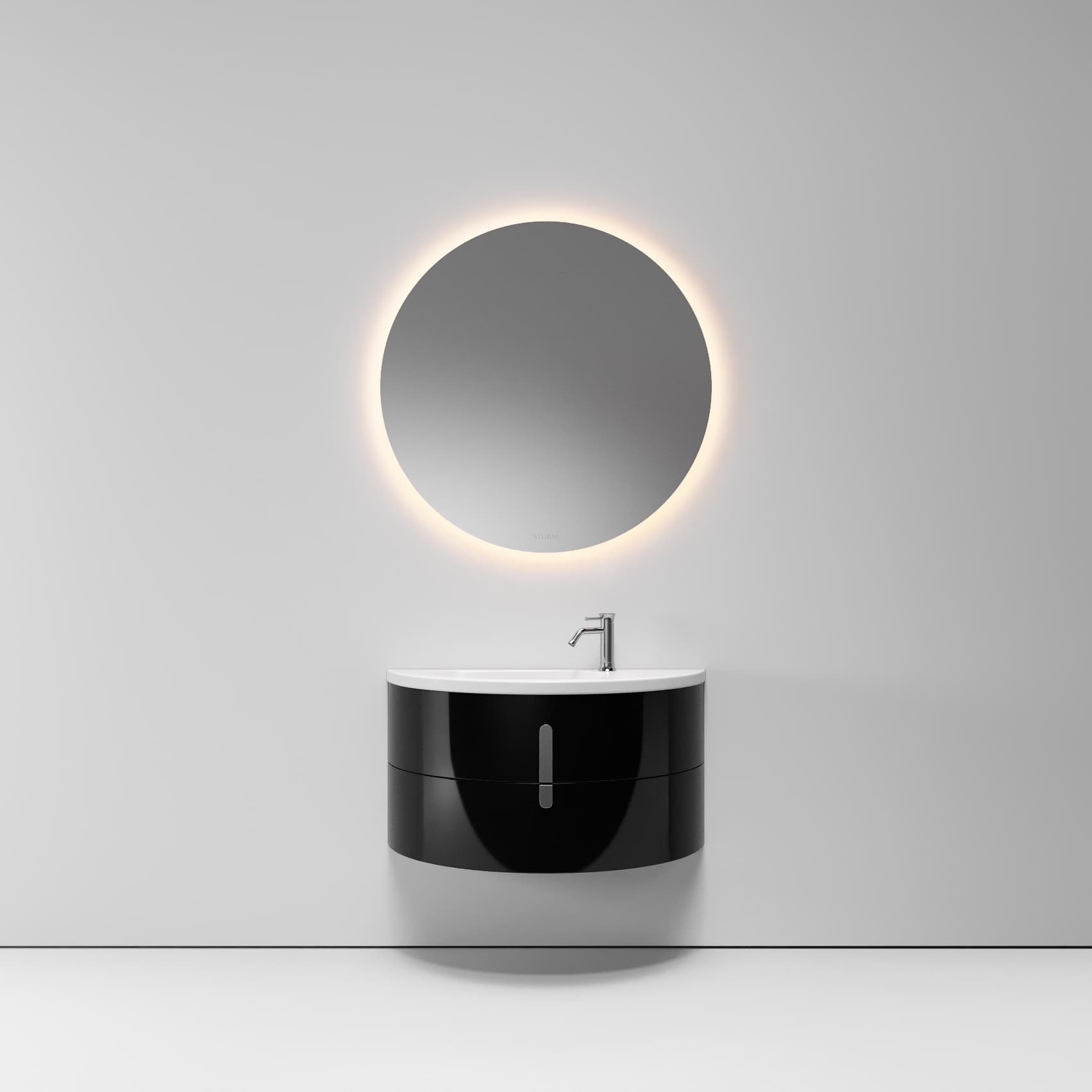 Тумба с раковиной LUNA, 95x45x54, чёрный глянцевый, ST-L4C295-BG