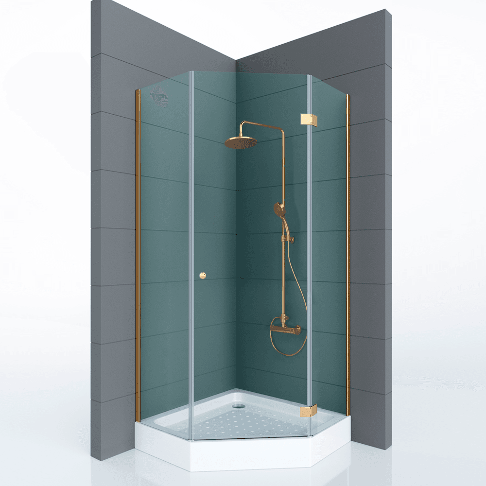 Душевое ограждение STAR, 90x90x190, профиль золото, стекло прозрачное, ST-STAR0909-NTRGL